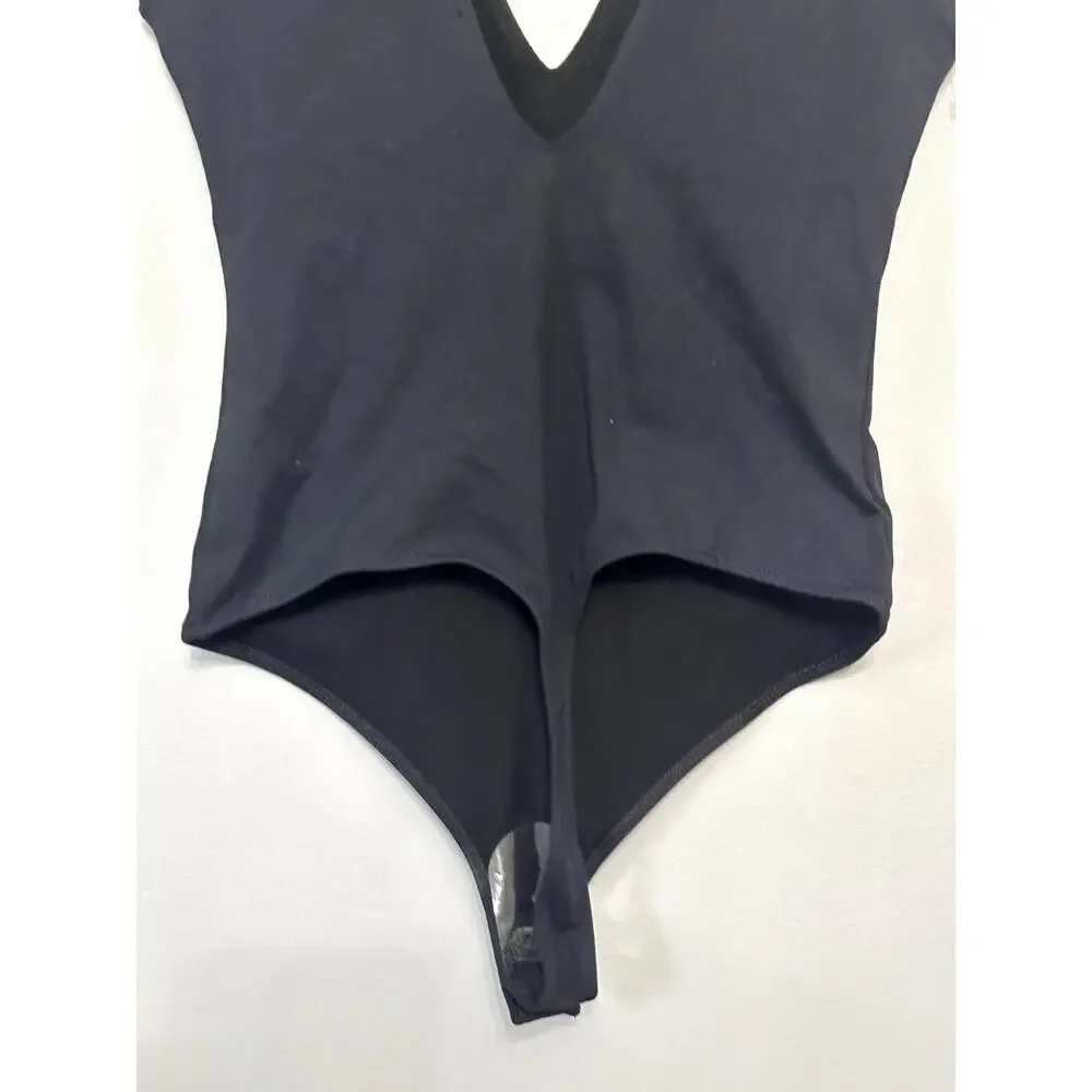 Free People Women's Black Keep It Sleek V Neck Bodysuit S NWOT_7